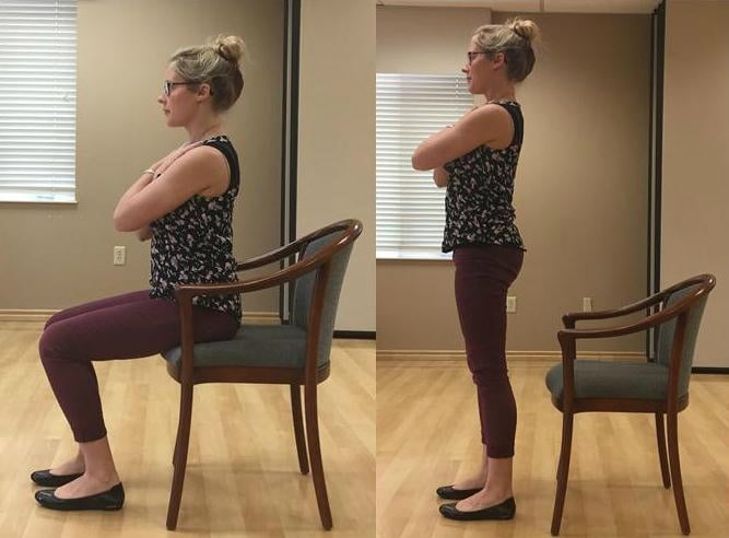 sit to stands exercise at kitchen table